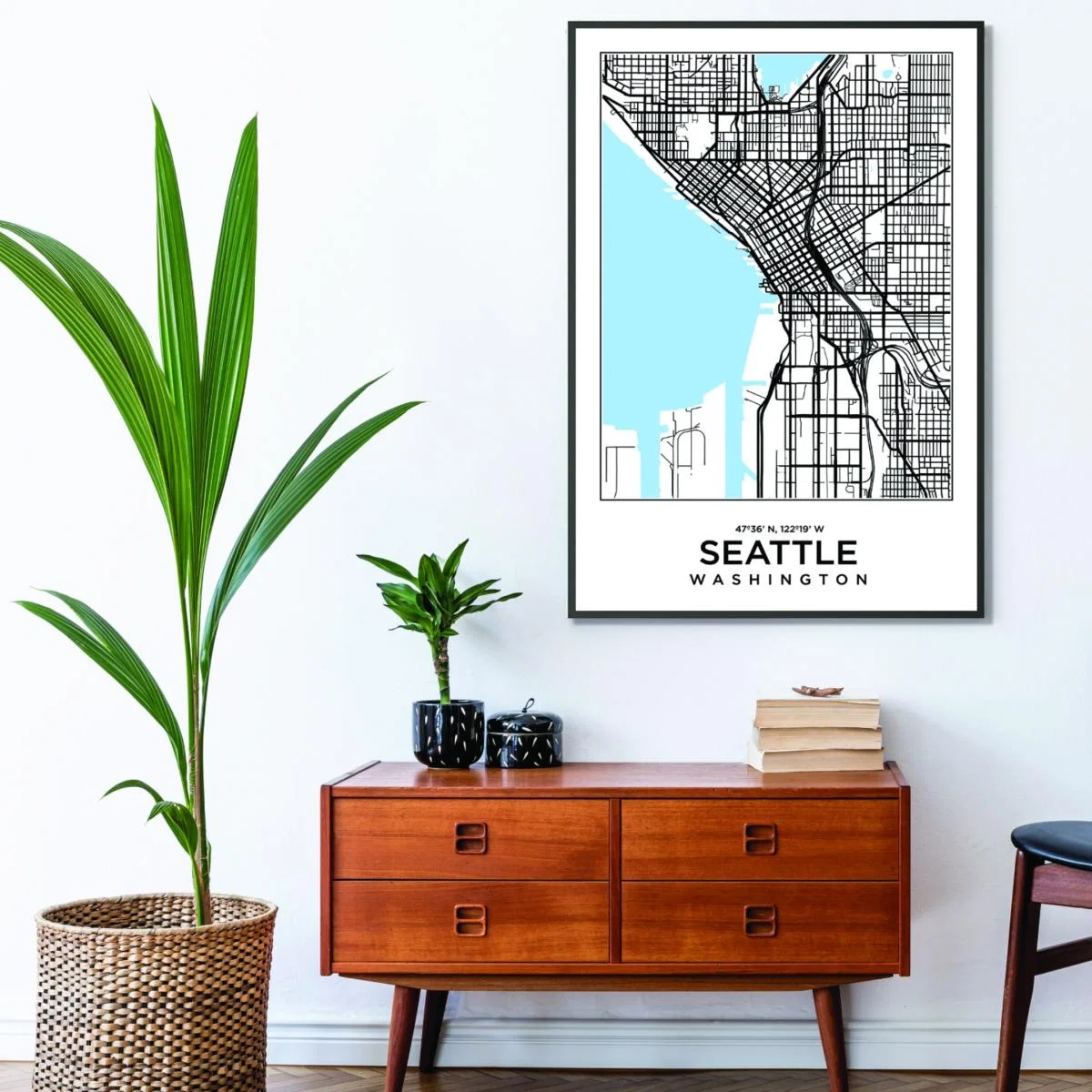Blue Map Of Seattle Washington A4 210 X 297Mm Stanley Print House – image 3