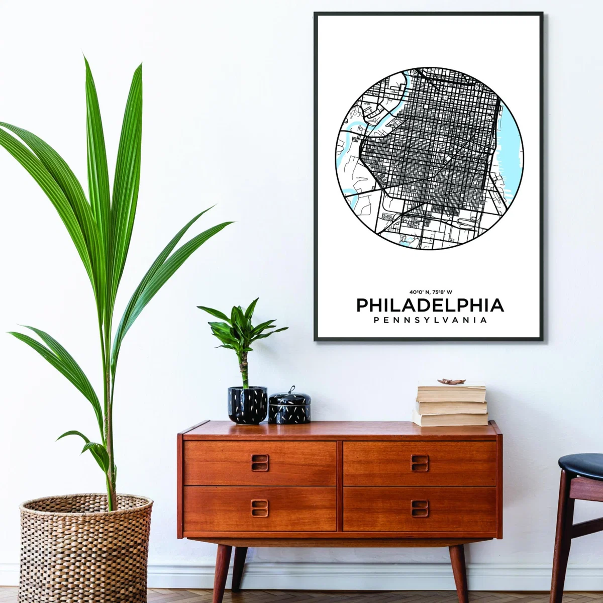 Blue Map Of Philiadelphia A2 420 X 594Mm Stanley Print House – image 3