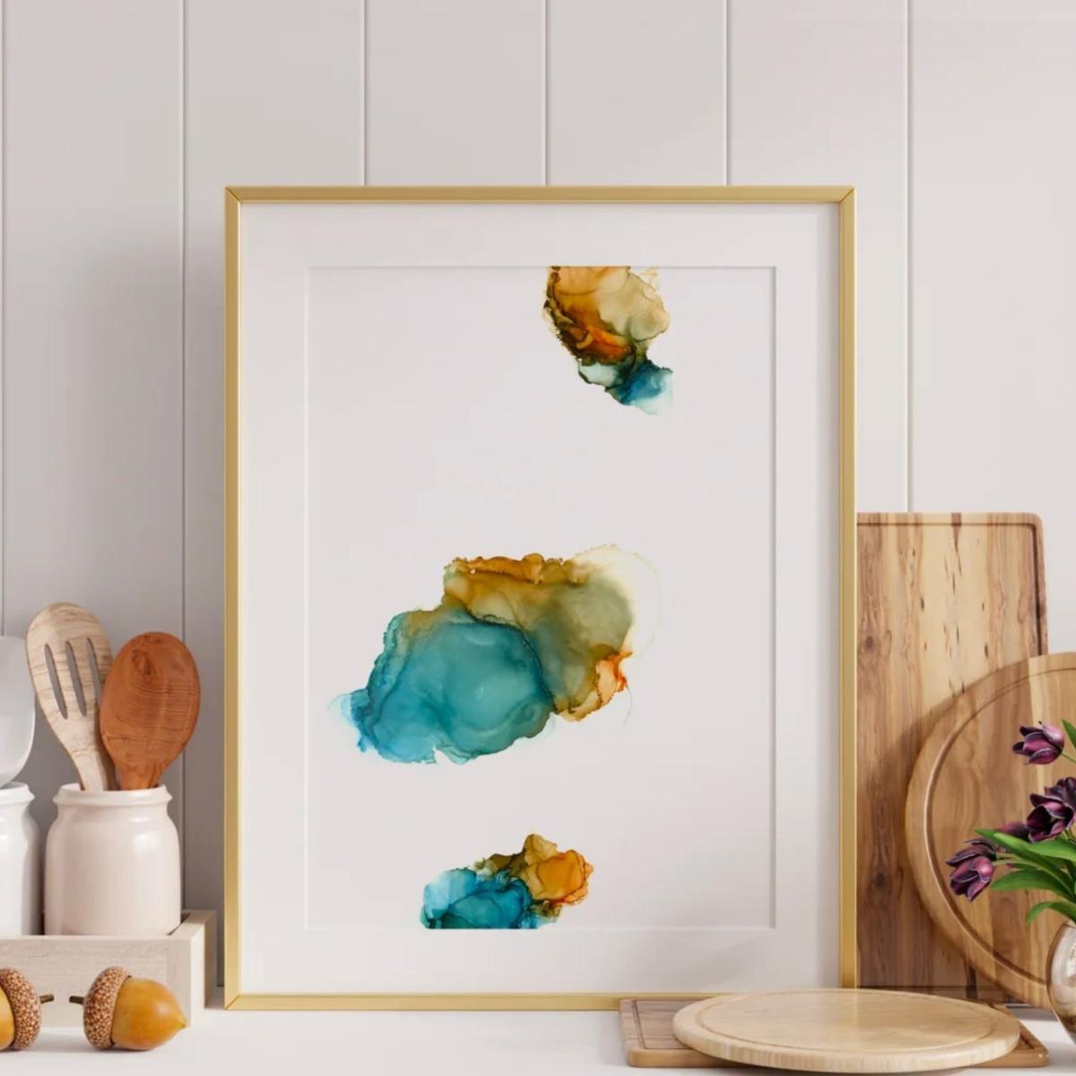 Blue / Yellow / Orange Wander A4 Print A4 210 X 297Mm Art by Affie – image 2