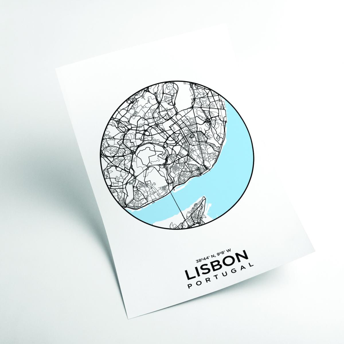 Blue Map Of Lisbon A2 420 X 594Mm Stanley Print House – image 2