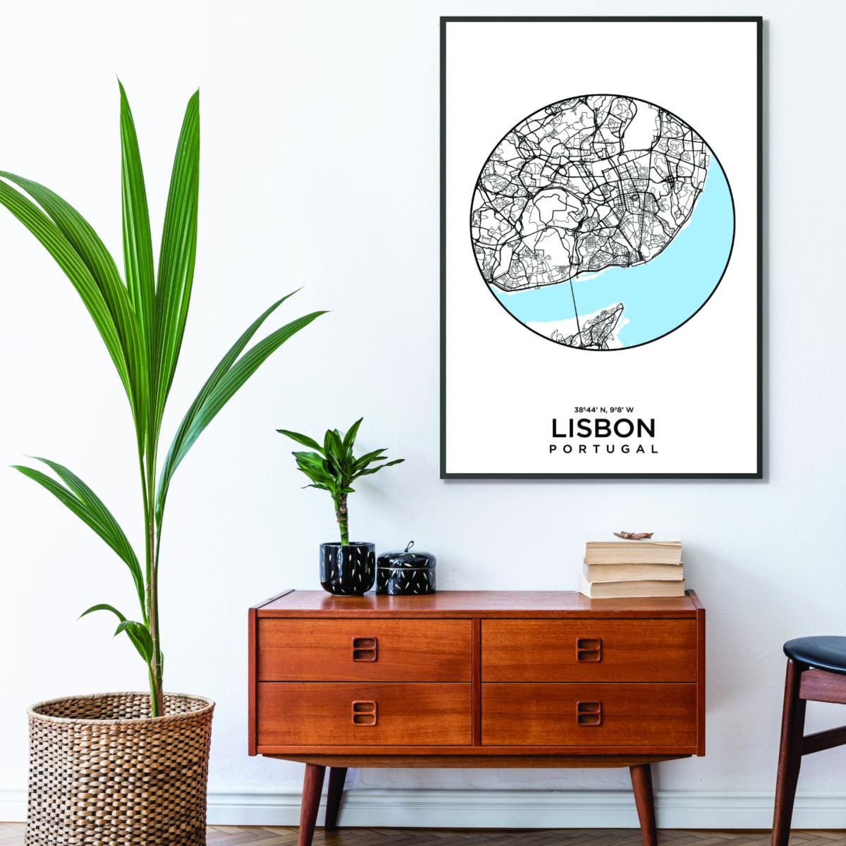Blue Map Of Lisbon A2 420 X 594Mm Stanley Print House – image 3