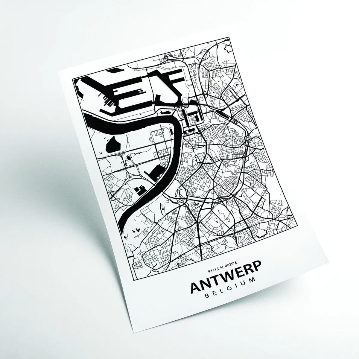 Black Map Of Antwerp Belgium Large Stanley Print House – image 2