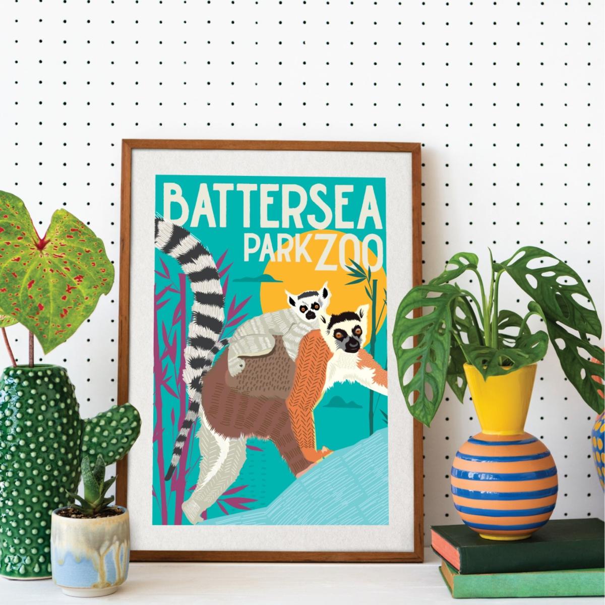 Battersea Zoo Illustrated Art Print A3 297 X 420Mm Eye for London Prints – image 2