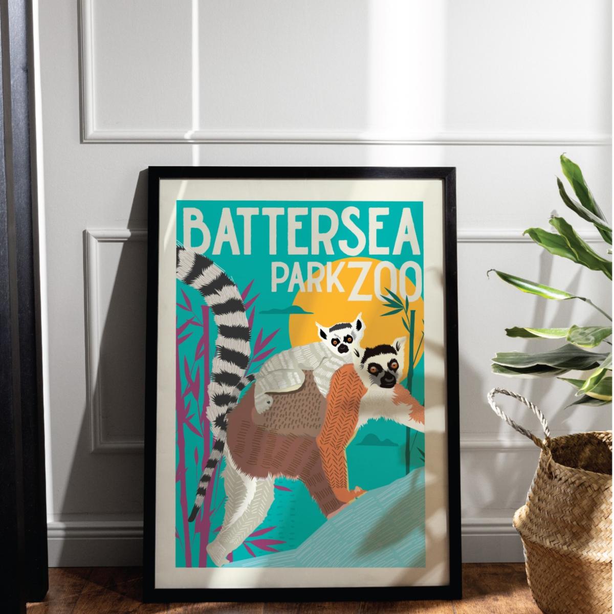 Battersea Zoo Illustrated Art Print A3 297 X 420Mm Eye for London Prints – image 3