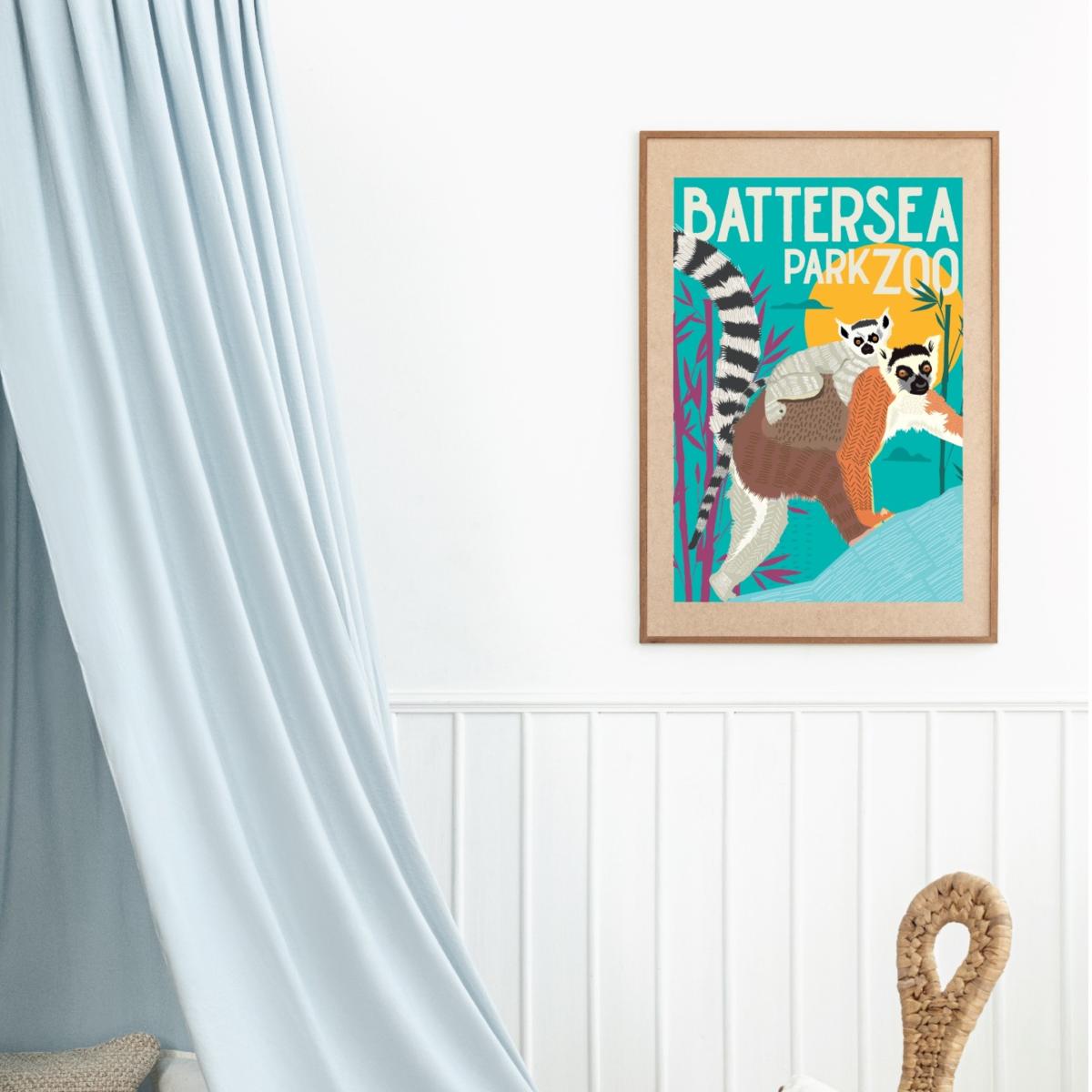 Battersea Zoo Illustrated Art Print A3 297 X 420Mm Eye for London Prints – image 4