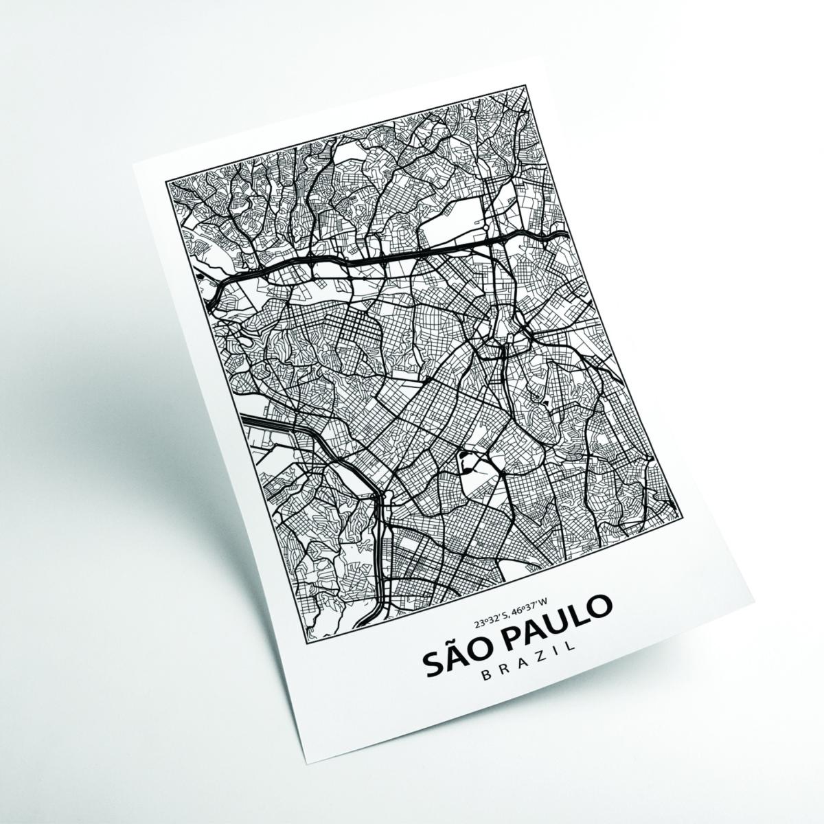 Black Map Of Sao Paulo A2 420 X 594Mm Stanley Print House – image 2