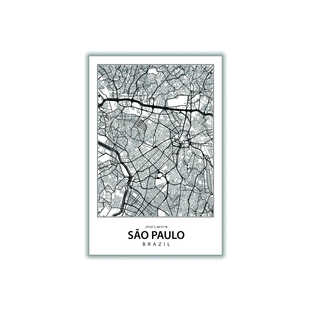 Black Map Of Sao Paulo A2 420 X 594Mm Stanley Print House – image 1