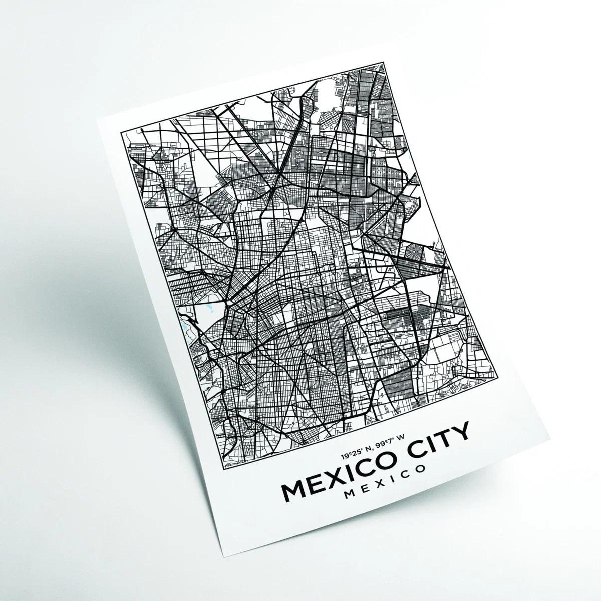 Black Map Of Mexico City Mexico A3 297 X 420Mm Stanley Print House – image 2