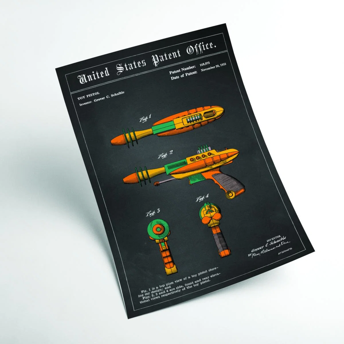 Yellow / Orange Raygun Patent A3 297 X 420Mm Stanley Print House – image 2