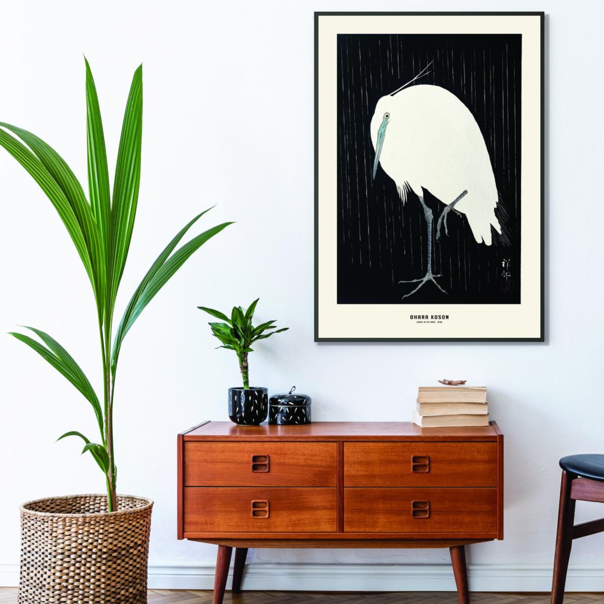 White Ohara Koson - Egret In The Rain Small Stanley Print House – image 3