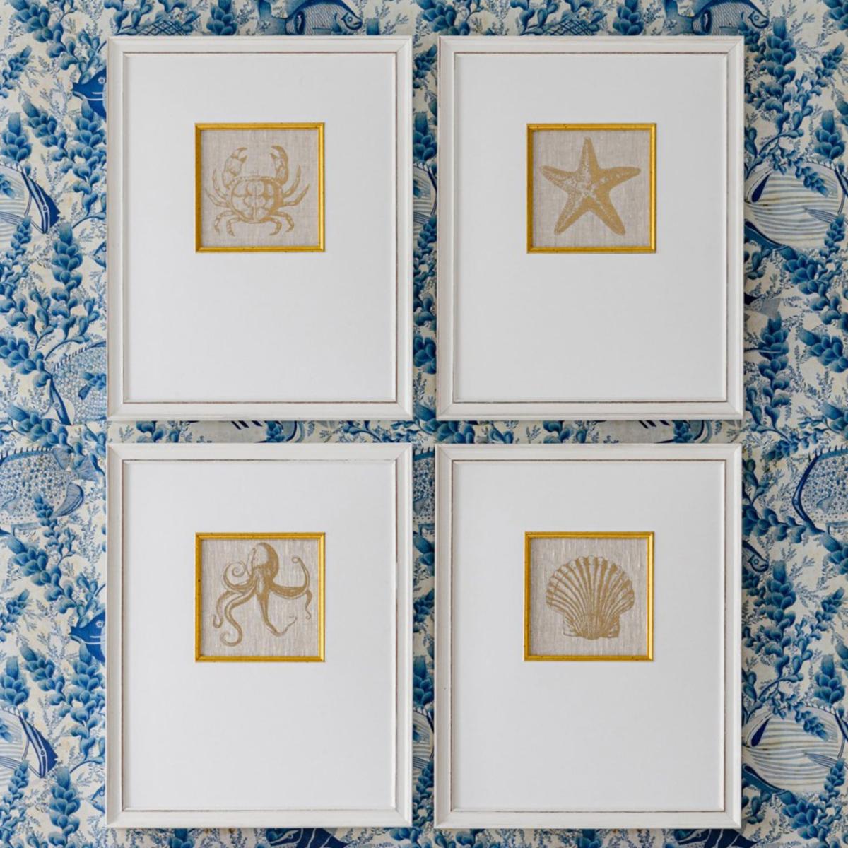 Gold / White Mediterranean Gems - Crab Framed Linen Mindthegap – image 2