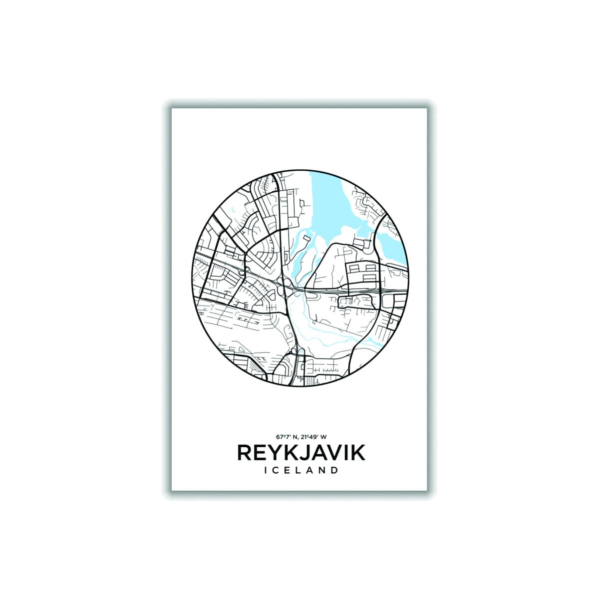 Blue Map Of Reykjavik A1 594 X 841Mm Stanley Print House – image 1