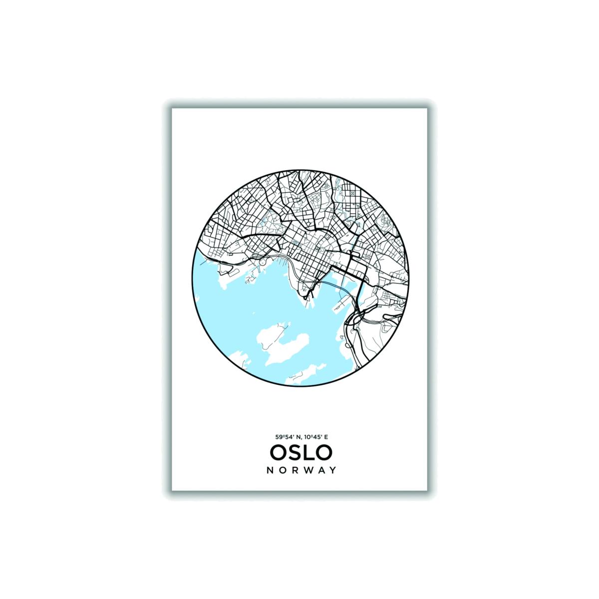 Blue Map Of Oslo A2 420 X 594Mm Stanley Print House – image 1