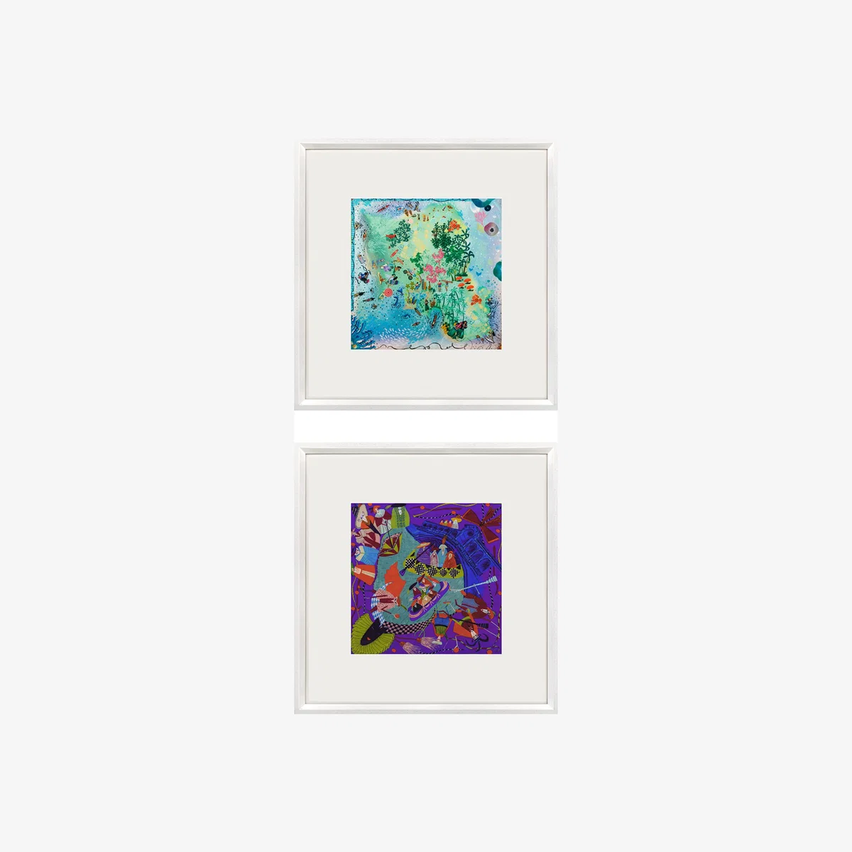 Venice Carnival And Hawaii Aloha Framed Silk Set | Un Poco