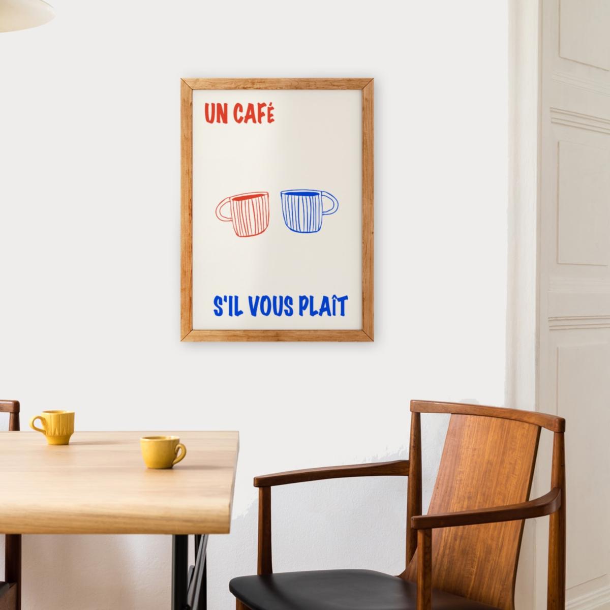 Red / Blue Un Cafe French Coffee Kitchen Retro Inspired Giclée Art Print A3 | A4 | 210 X 297Mm | Fanclub – image 5
