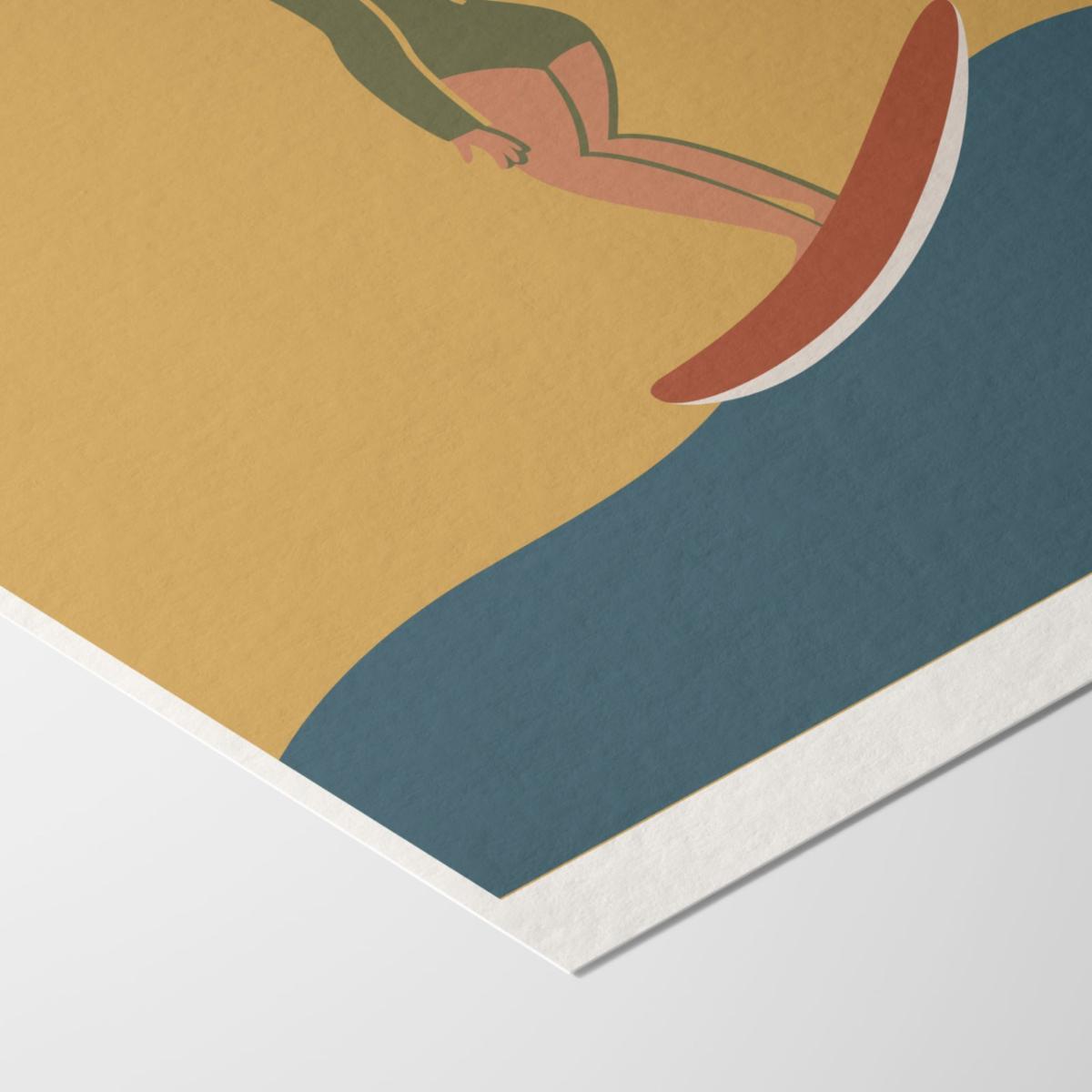 Gold / Neutrals / Green The Lady Of The Waves Giclée Fine Art Print - Surf & Sand - A3 | A3 | 297 X 420Mm | Dewerstone – image 3