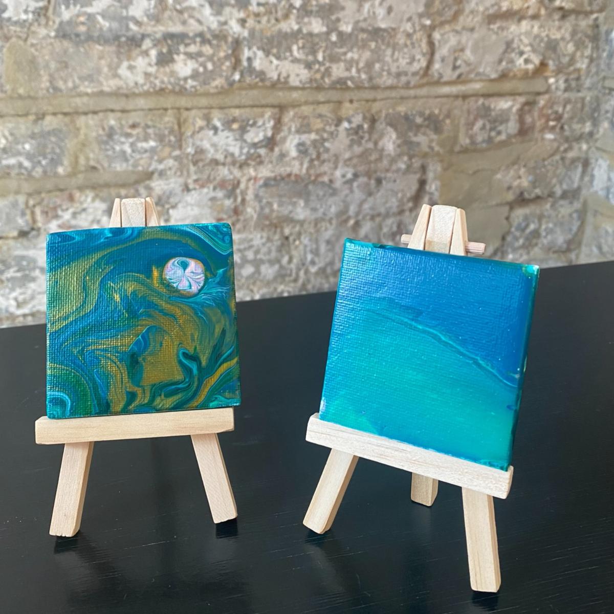 Green / Gold Mini Painting Pair - Green Green Grass A7 74 X 105Mm By Shax – image 2