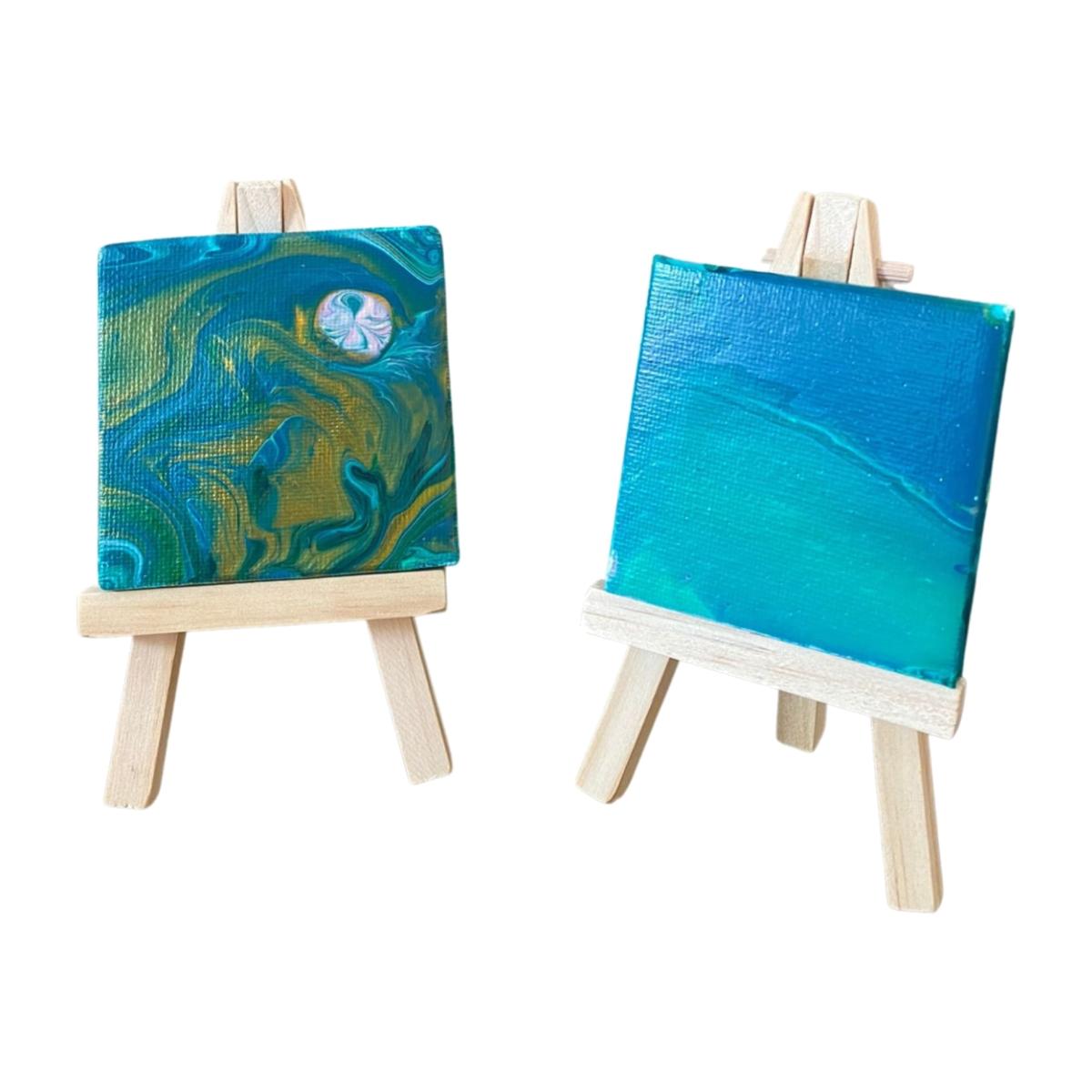 Green / Gold Mini Painting Pair - Green Green Grass A7 74 X 105Mm By Shax – image 1