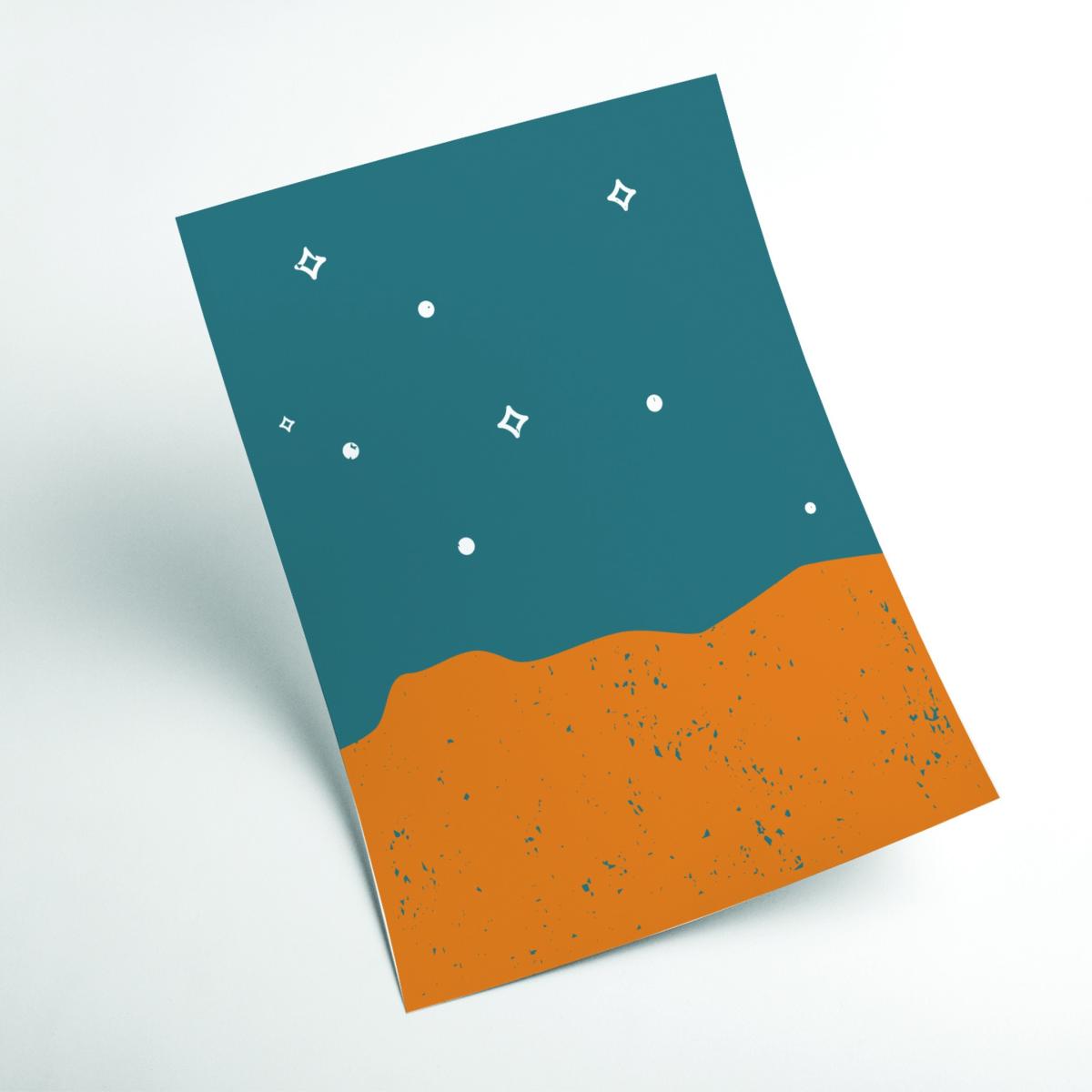 Yellow / Orange Starry Night Ii A4 210 X 297Mm Stanley Print House – image 2