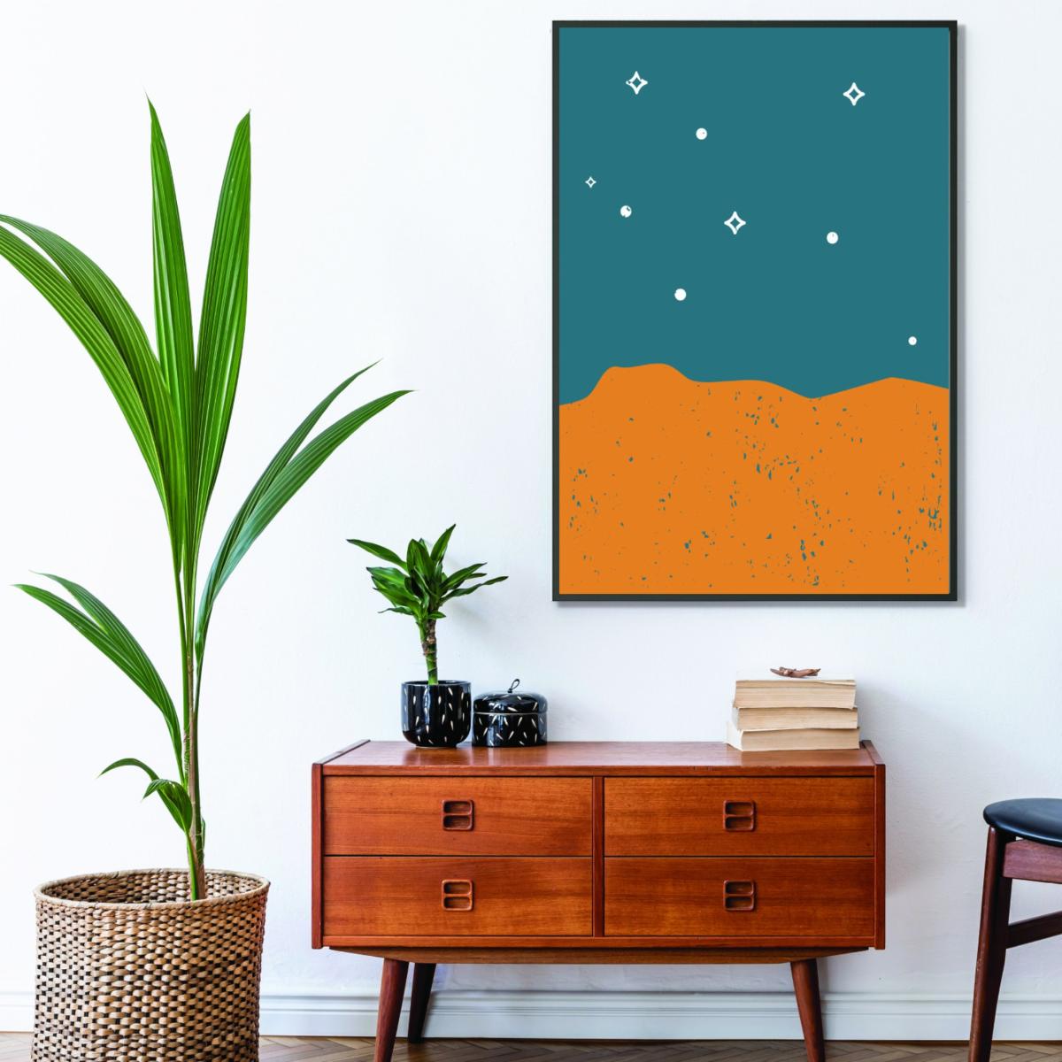 Yellow / Orange Starry Night Ii A4 210 X 297Mm Stanley Print House – image 3