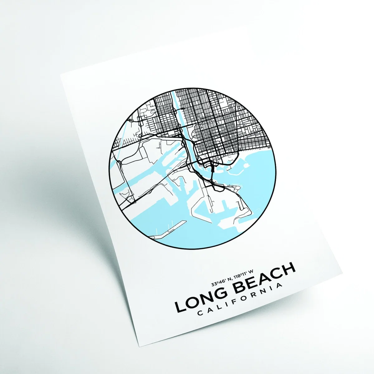 Blue Map Of Long Beach A4 210 X 297Mm Stanley Print House – image 2