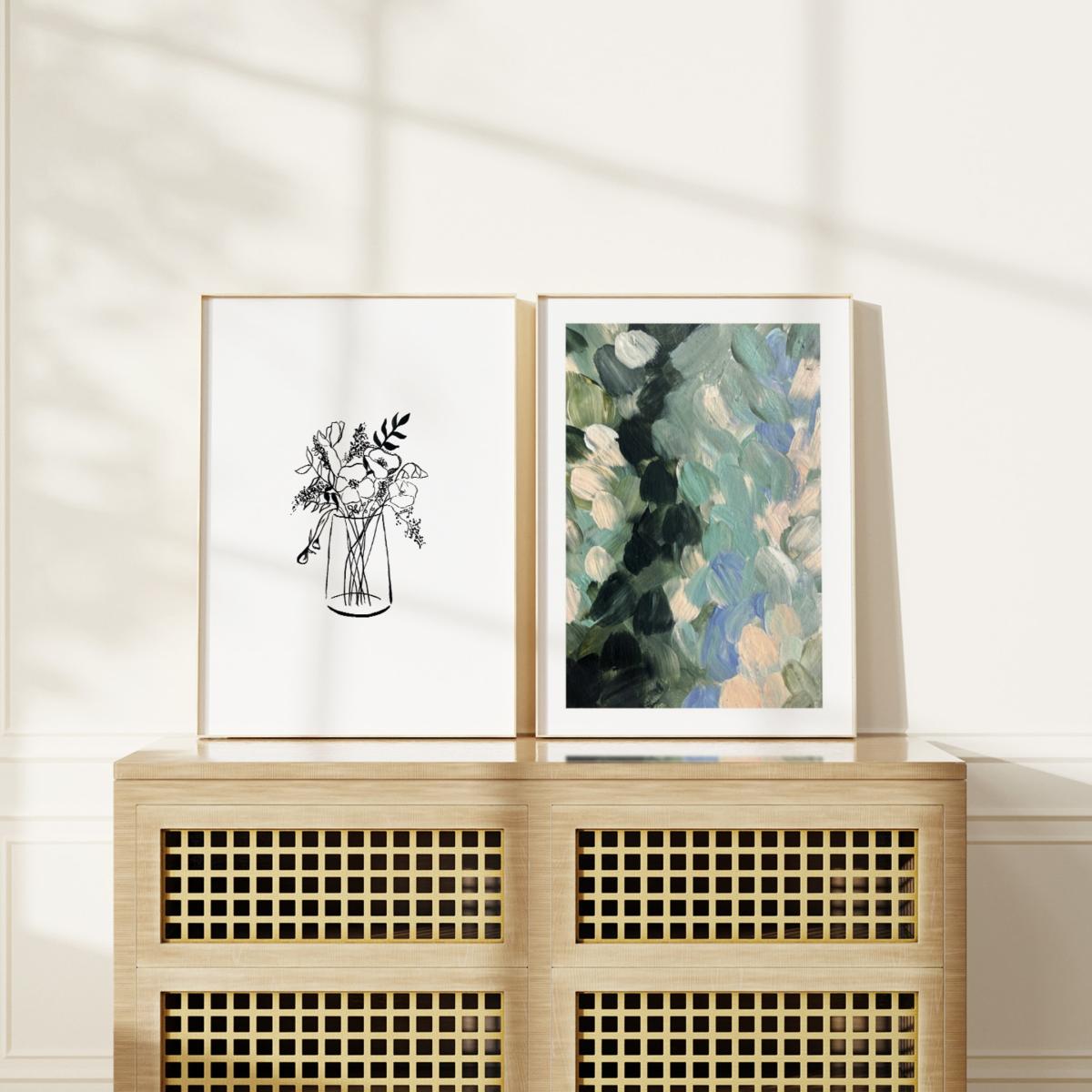 Green / Neutrals Muted Greenery Abstract Print A3 297 X 420Mm Emily M Art & Design – image 2