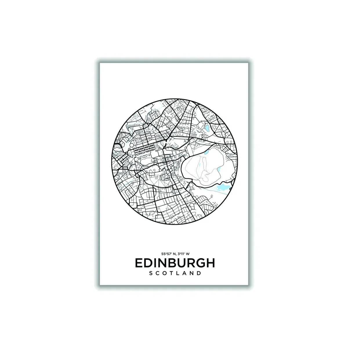 Black Map Of Edinburgh A1 594 X 841Mm Stanley Print House – image 1