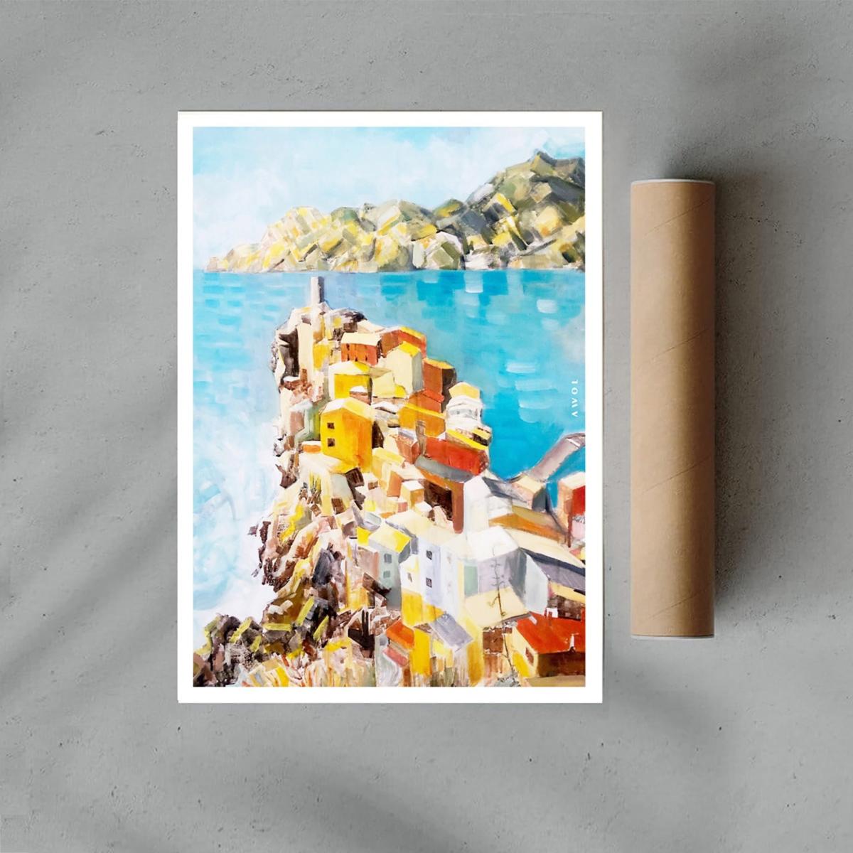 Cinque Terre Art Print: Colourful Seaside Town In Italy Awol – image 3