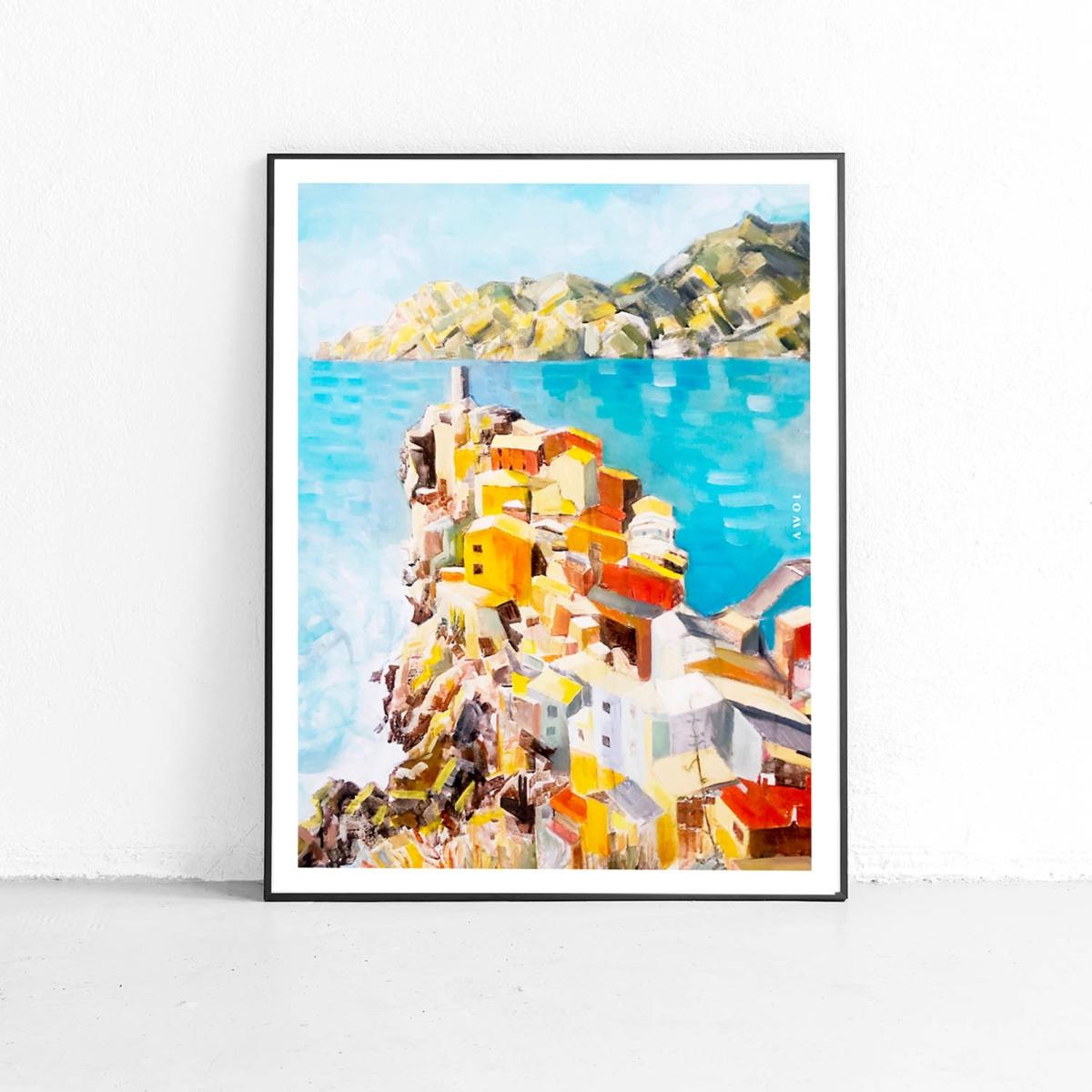 Cinque Terre Art Print: Colourful Seaside Town In Italy Awol – image 6