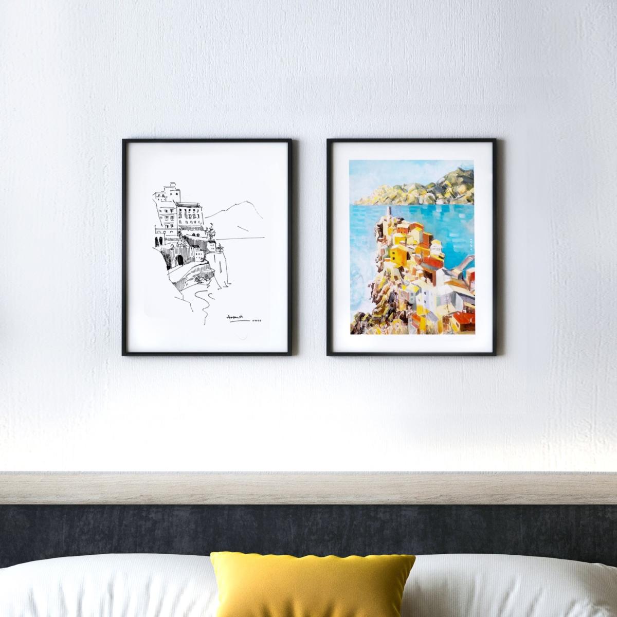 Cinque Terre Art Print: Colourful Seaside Town In Italy Awol – image 7