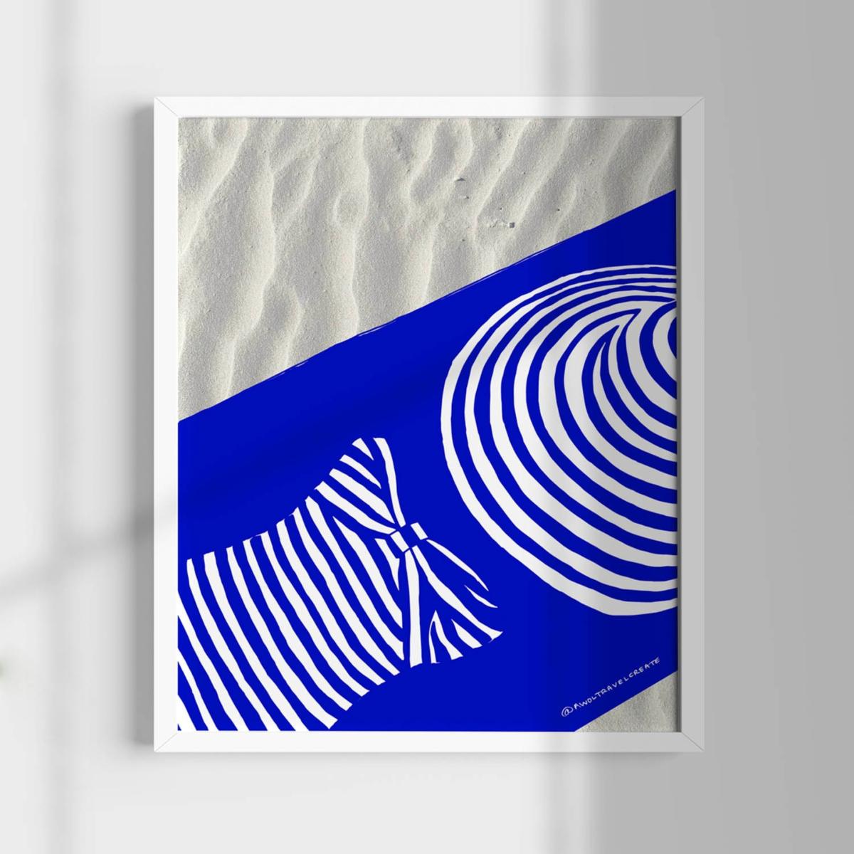 Blue / White Stripes On Stripes: Beach Break In The Mediterranean Art Print Awol – image 2