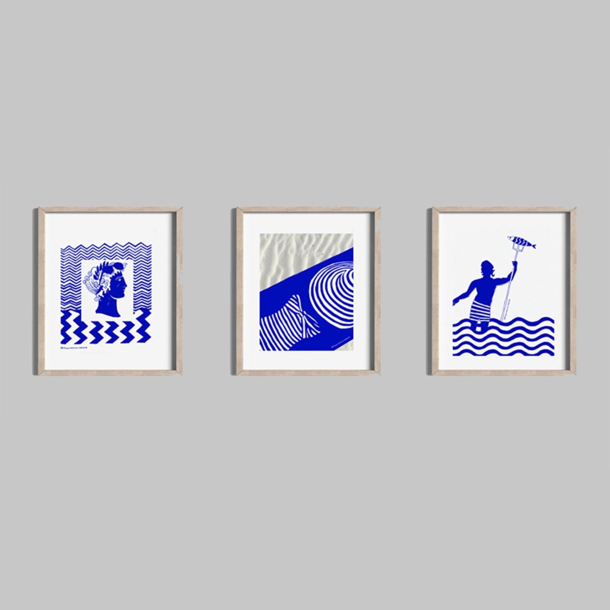 Blue / White Stripes On Stripes: Beach Break In The Mediterranean Art Print Awol – image 4