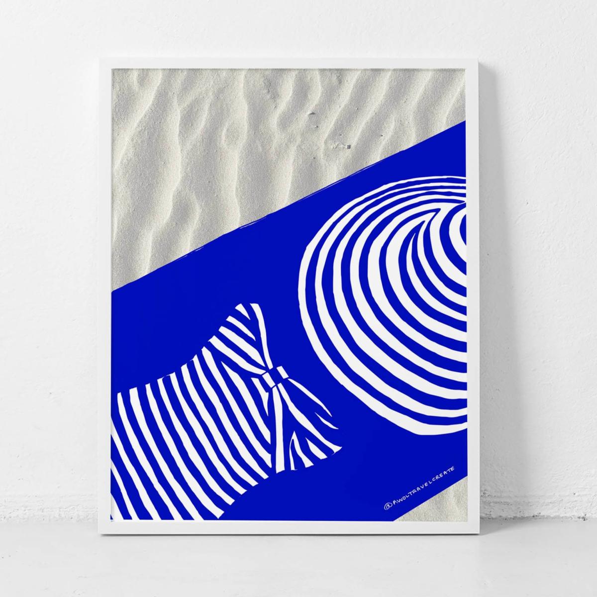 Blue / White Stripes On Stripes: Beach Break In The Mediterranean Art Print Awol – image 5