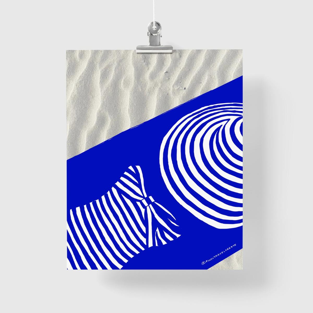 Blue / White Stripes On Stripes: Beach Break In The Mediterranean Art Print Awol – image 6