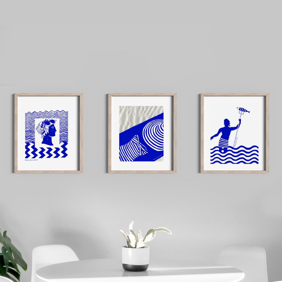 Blue / White Stripes On Stripes: Beach Break In The Mediterranean Art Print Awol – image 7