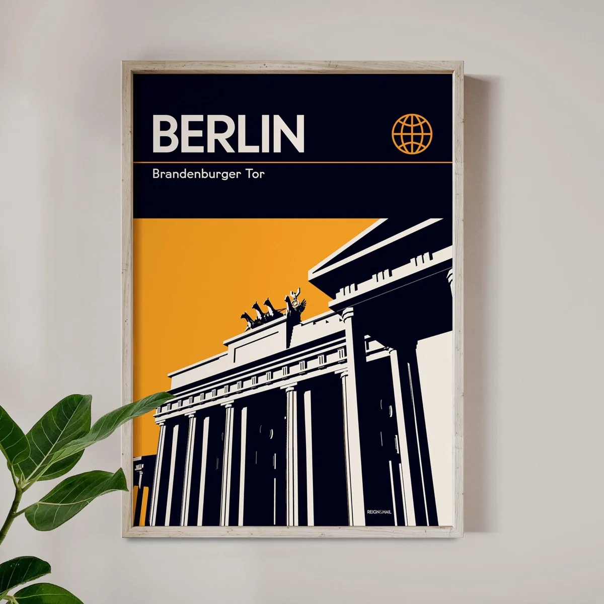 Berlin Brandenburg Gate Modernist Architectural Travel Poster A2 420 X 594Mm Reign & Hail – image 2