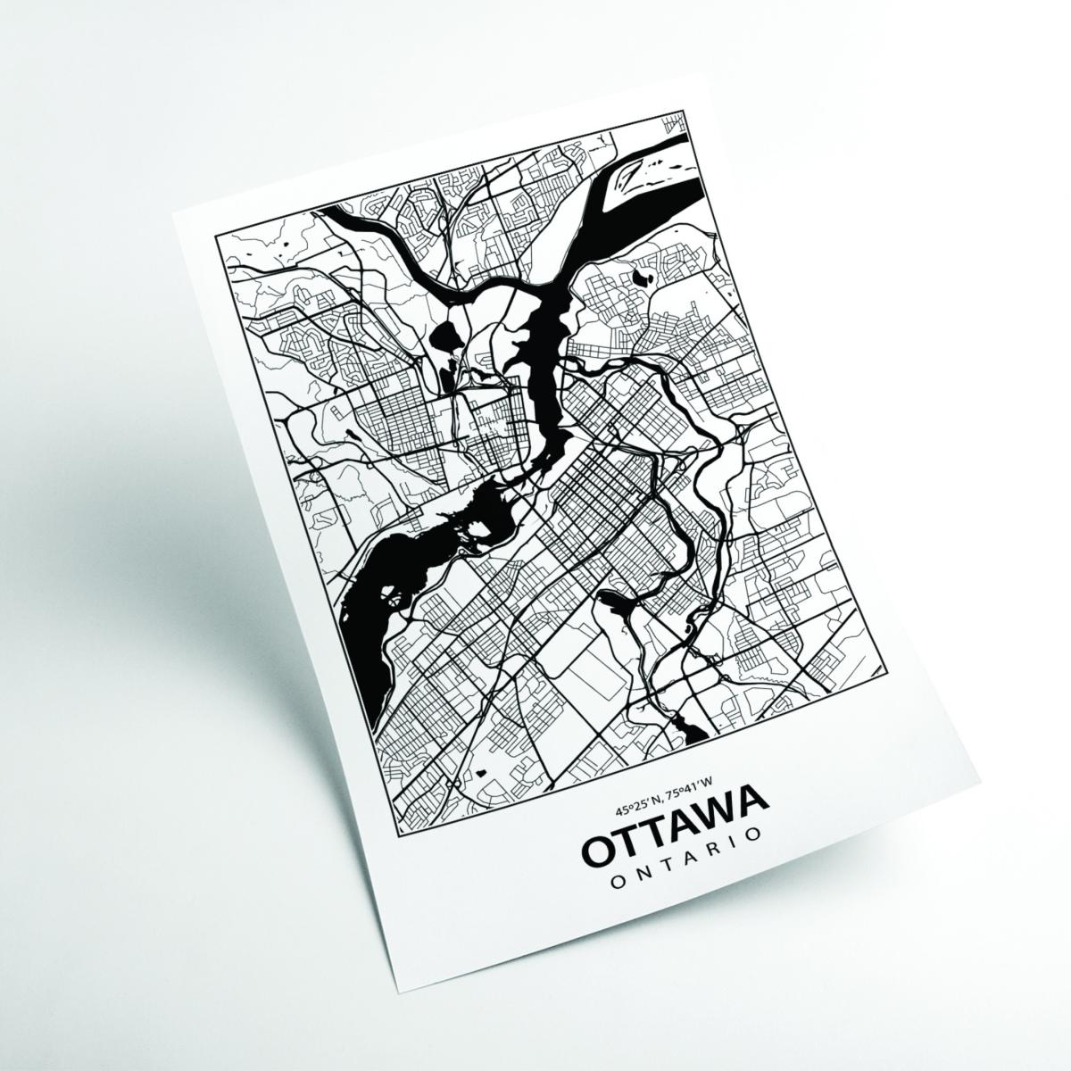Black Map Of Ottawa Canada Extra Large Stanley Print House – image 2