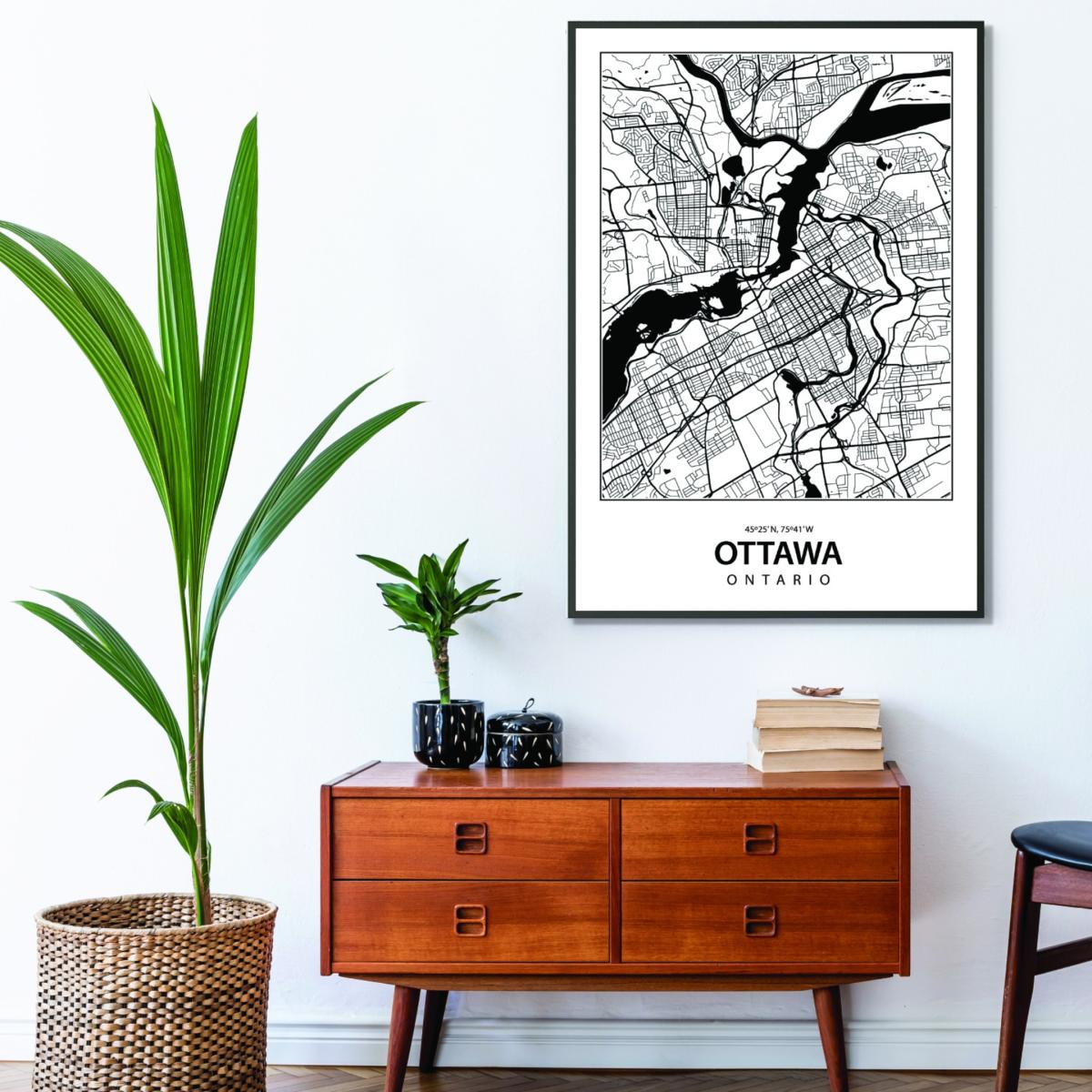 Black Map Of Ottawa Canada Extra Large Stanley Print House – image 3