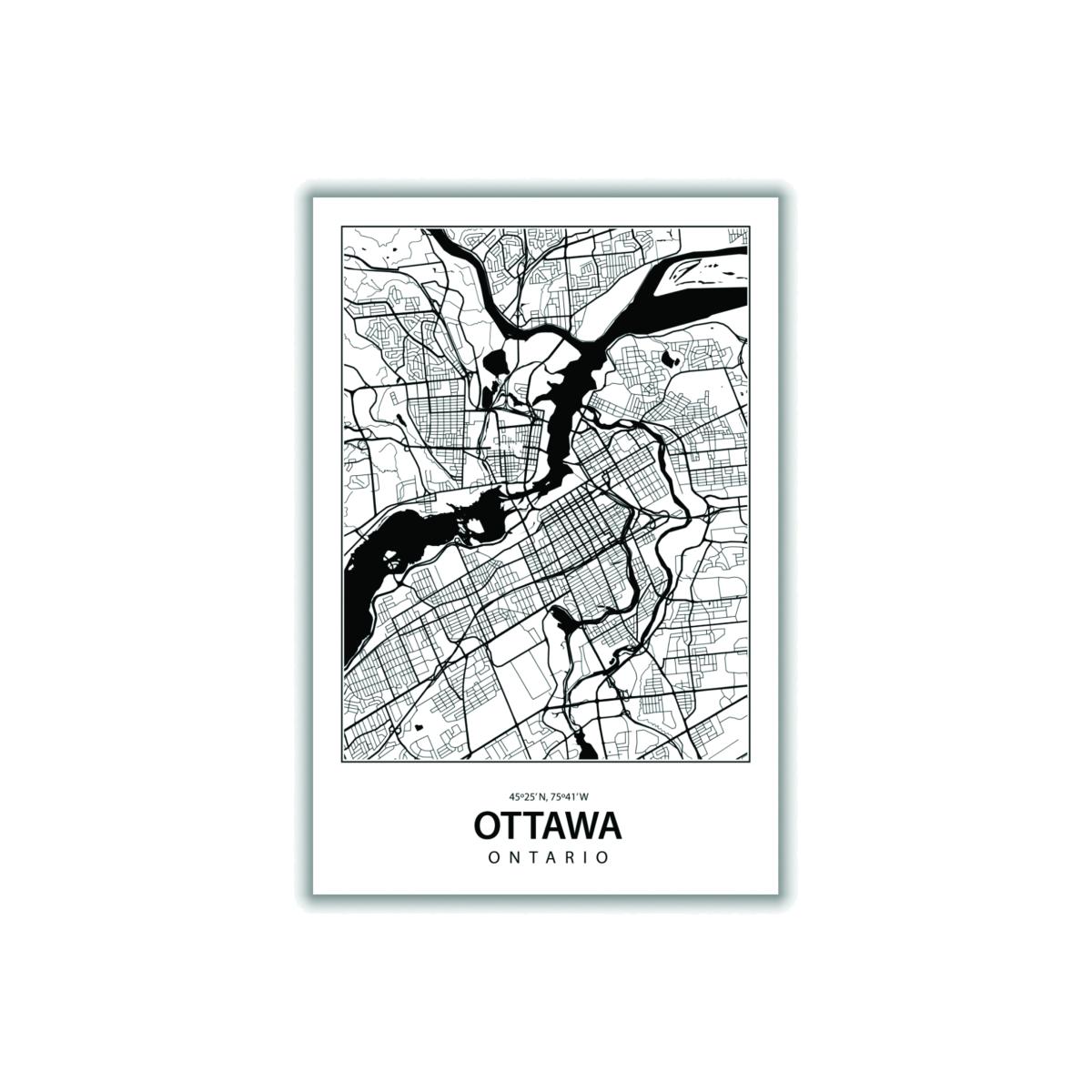 Black Map Of Ottawa Canada Extra Large Stanley Print House – image 1