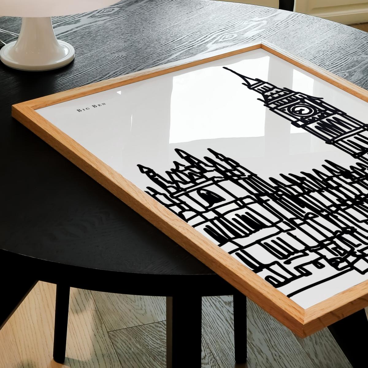 Black / White Big Ben Art Print - A2 | A2 | 420 X 594Mm | Natalie Cass Art – image 3