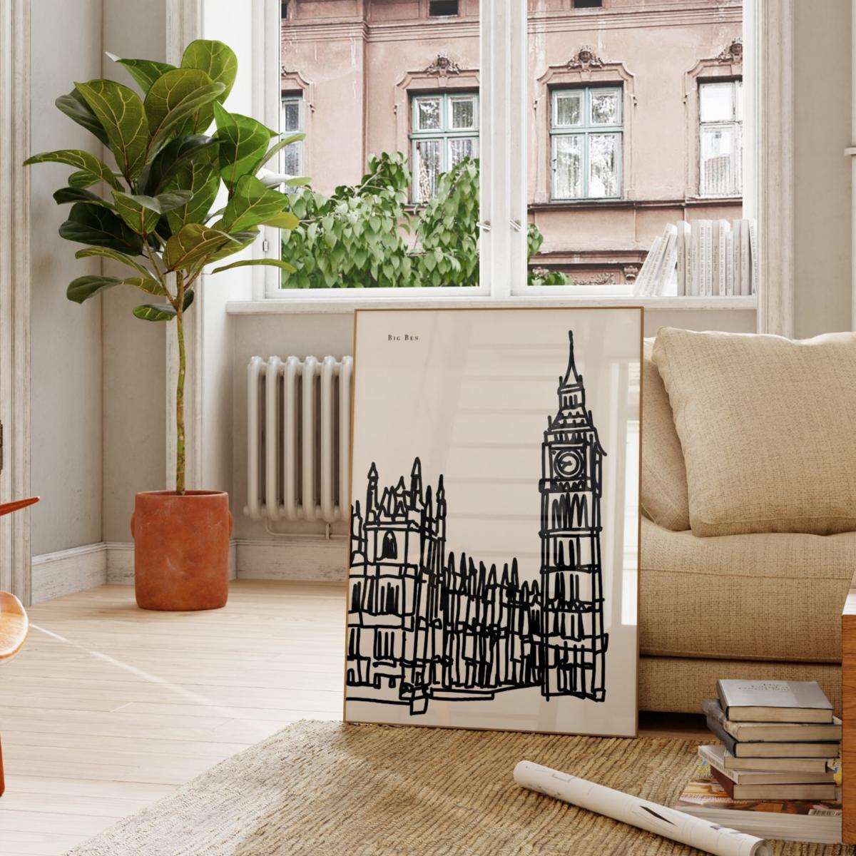 Black / White Big Ben Art Print - A2 | A2 | 420 X 594Mm | Natalie Cass Art – image 4