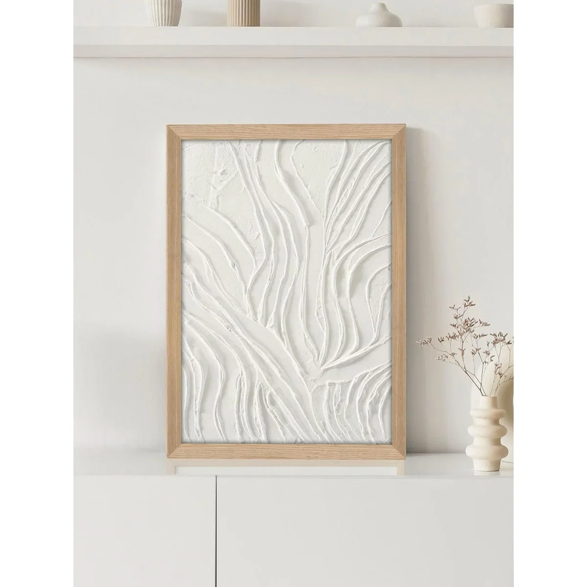 Hand-Painted Framed Canvas White Dune – image 2