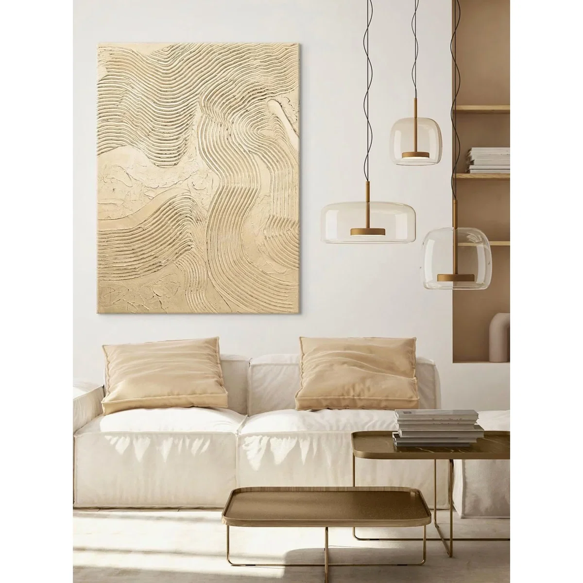 Hand-Painted Canvas Art Metallic Champagne – image 2