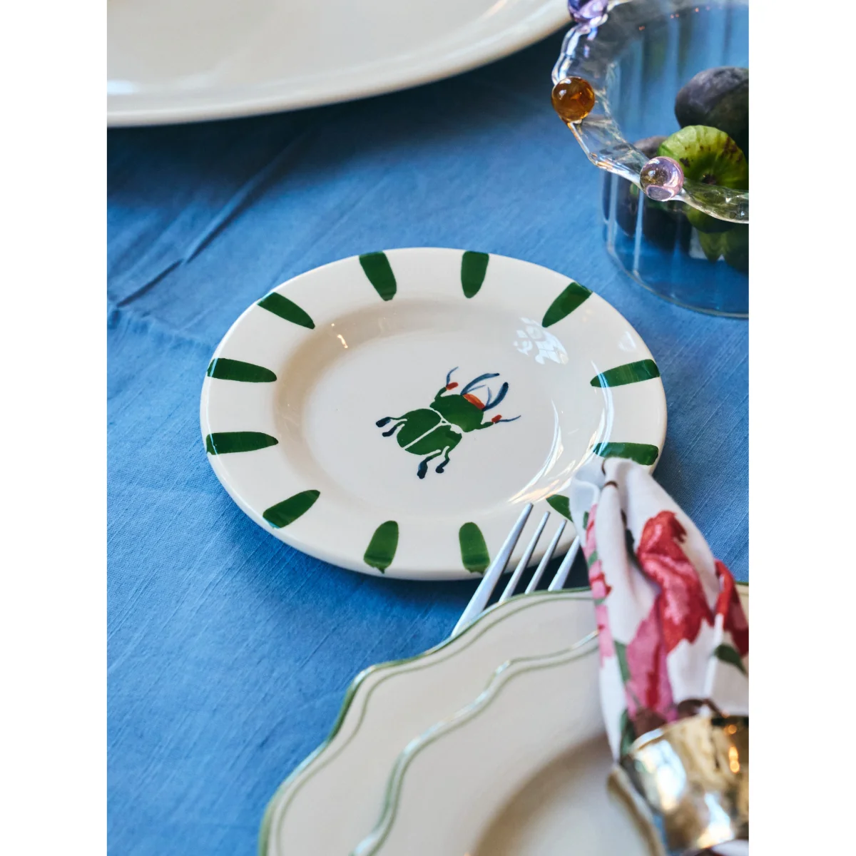 Hand-Painted Dessert Plate Leafy Bug – image 2