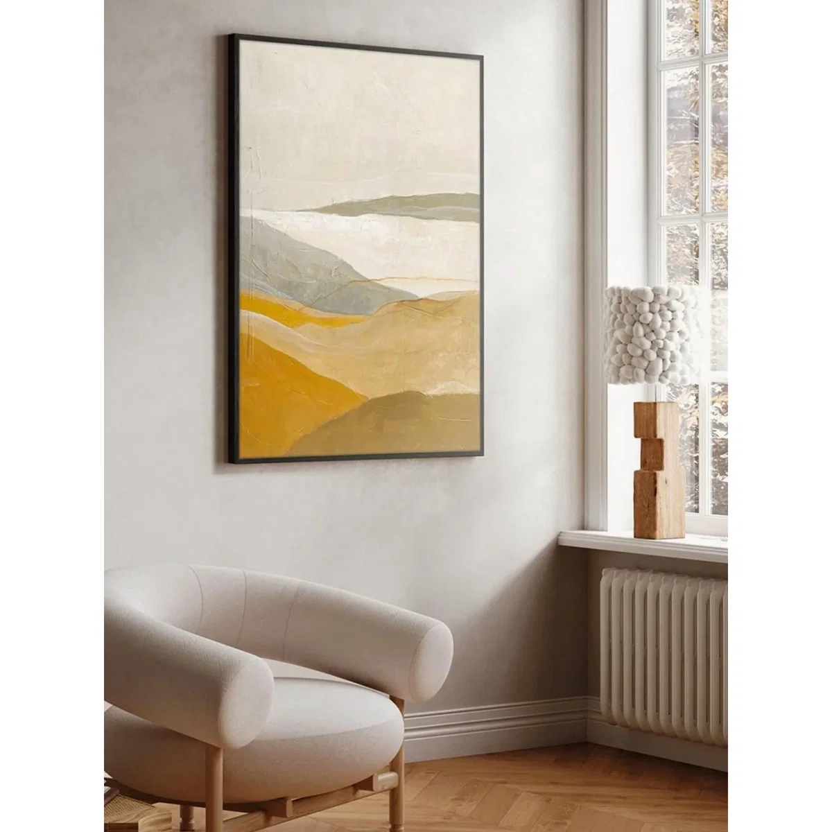 Hand-Painted Framed Canvas Art Yellow Field – image 2