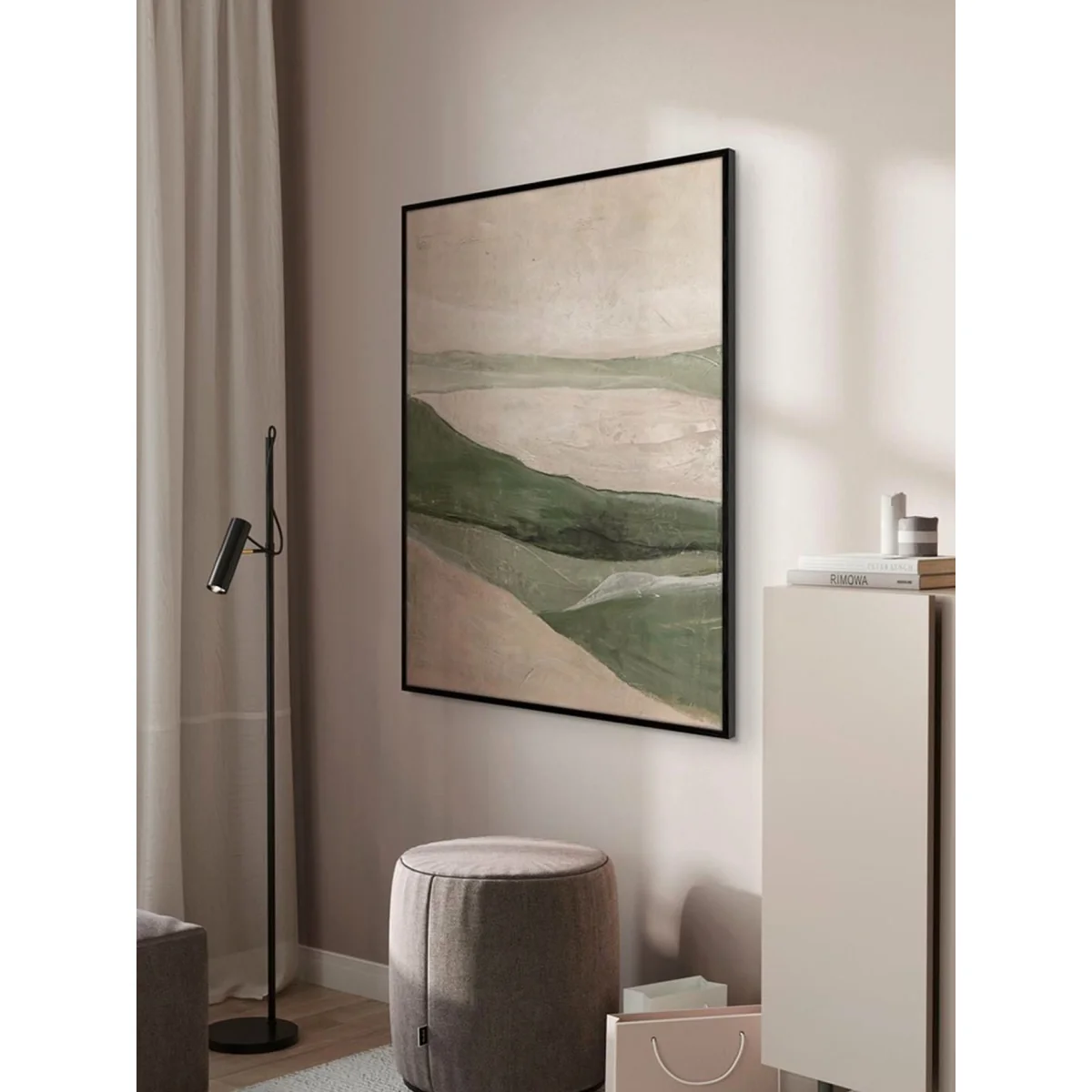 Hand-Painted Framed Canvas Picture Green Field – image 2