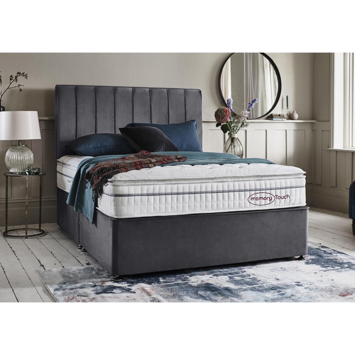 Sleepeezee - Memory Touch 2200 Divan Set with 4 Drawers - Super King - Daytona Grey – image 2