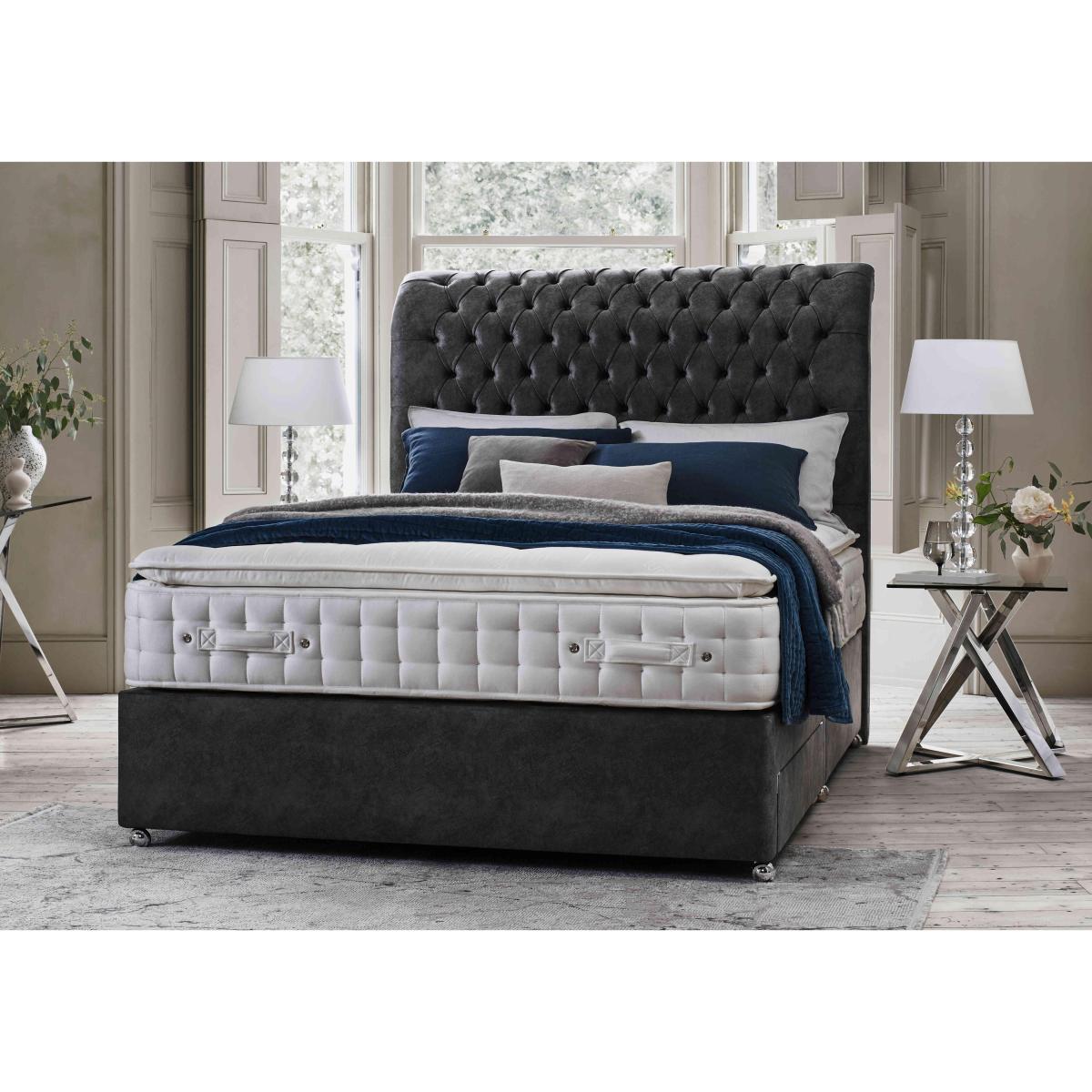 Highgrove - Sanctum Nature 2000 Pillowtop 2 Drawer Divan Set with Johnstone Headboard - Super King - Linoso Dove – image 2