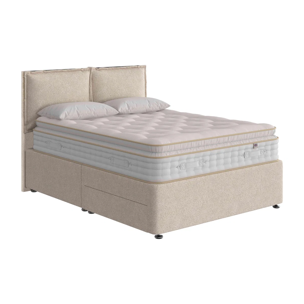 The Handmade Bed Company - Boutique 3000 Pillow Top Divan Set with 2 Drawers - Super King - Teddy Mink – image 1