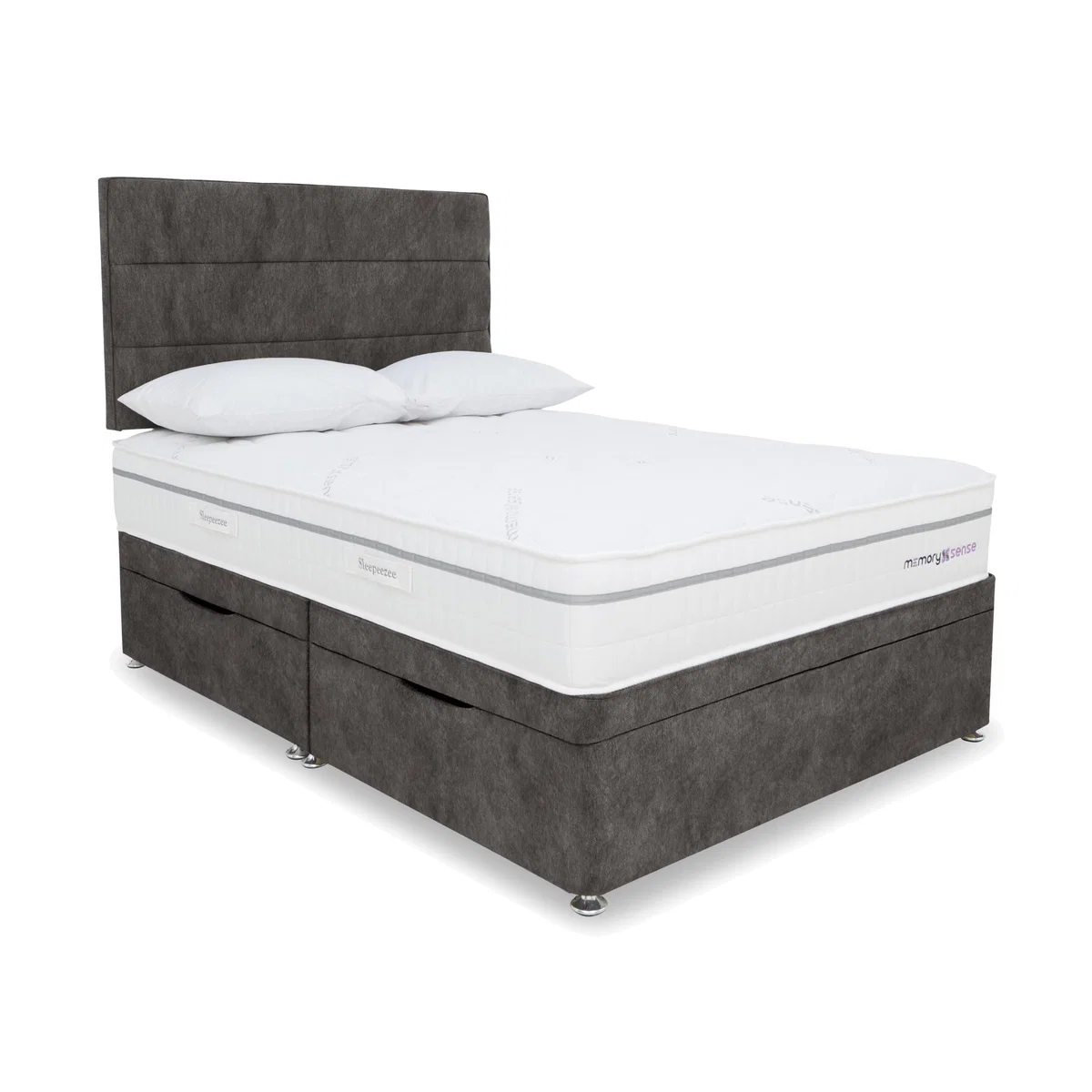 Sleepeezee - Memory Sense Ortho Side Ottoman Divan Set - Super King - Dapple Mink